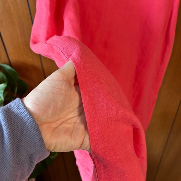 Tommy Bahama Pink Linen Sleeveless Shift Dress Raw Hem Keyhole Back Small - Picture 5 of 8